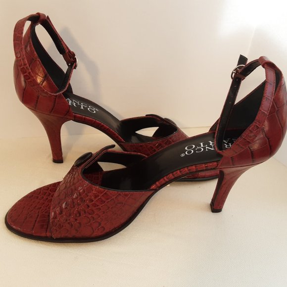 Franco Sarto Red Leather Heels | Sandals | New! 8 - Picture 4 of 14